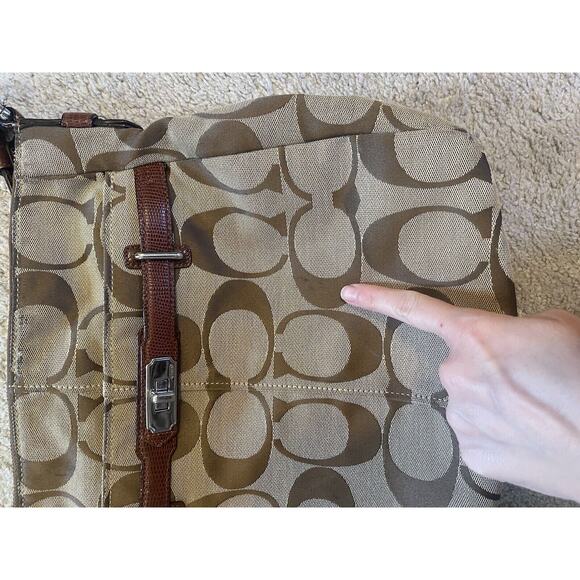 COACH Shoulder Bag Chelsea Ashlyn Hobo Logo Monogram Optic Brown Tan pocketbook - Picture 13 of 15